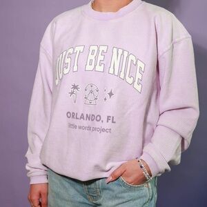 LITTLE WORDS PROJECT Lavender Purple Corded Crew Sweatshirt